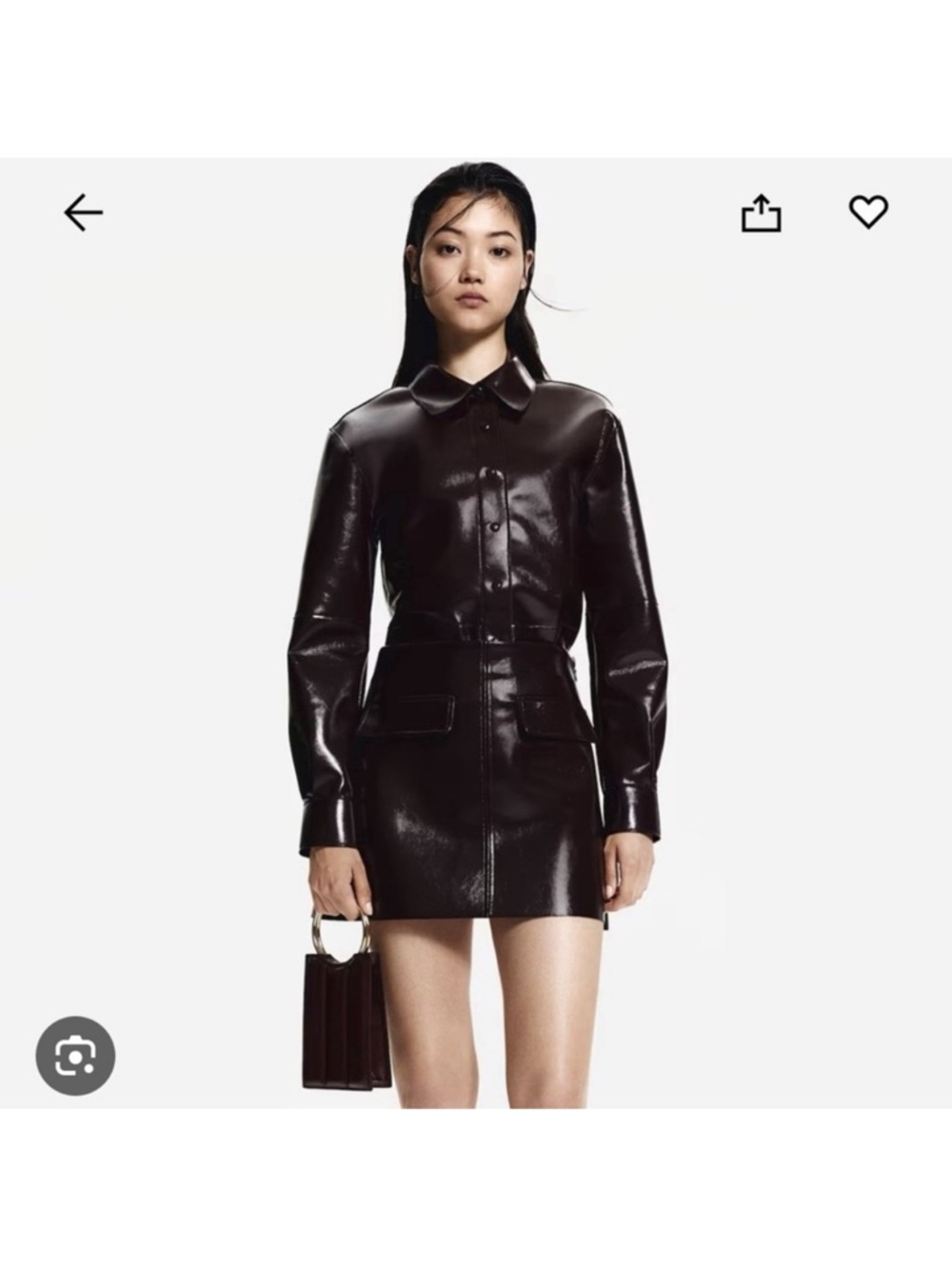H&M Dark Brown Patent Leather Shirt Jacket